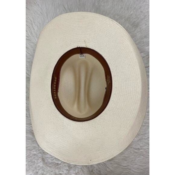 Shangtung Size 6 7/8 Cream Handwoven Straw Texas Cowboy Hat - Picture 3 of 8